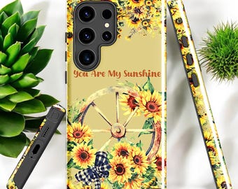 Sunflower Wagon Wheel Samsung Case: Rustic Floral Design