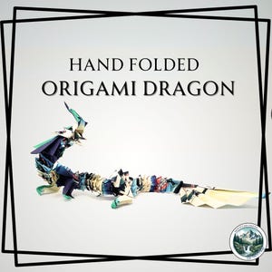 Handmade Origami Dragon Sculpture - Unique Paper Art Sculpture, Fantasy Dragon Decor, Mythical Creature Gift for Collectors-B-D9-D14