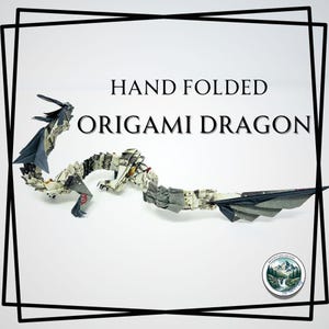 Handmade Origami Dragon Sculpture - Unique Paper Art Sculpture, Fantasy Dragon Decor, Mythical Creature Gift for Collectors-B-D3