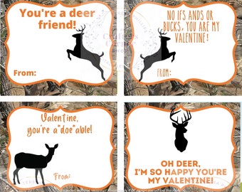 Tree Camouflage deer printable valentines, deer valentines, camouflage valentines, hunting valentines