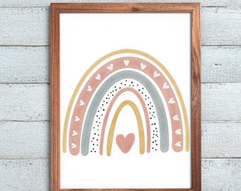 Boho Rainbow Printable Wall Art Nursery Decor  Playroom Wall Art Digital Print Baby Room Decor Gender Neutral Art