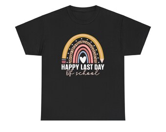 Boho Rainbow with Pencil Happy Last Day of School T-shirt