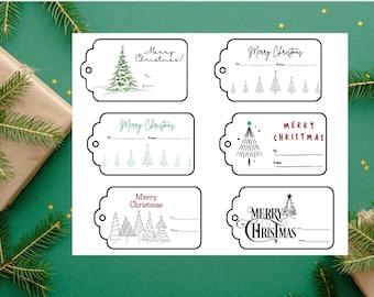 Christmas Trees gift tags printable