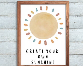 Boho Sun Printable Wall Art Nursery Decor  Playroom Wall Art Digital Print Baby Room Decor Gender Neutral Art