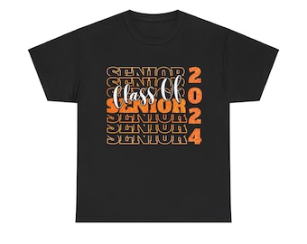 Orange Glitter  Senior Class of 2024 Graduation T-shirt