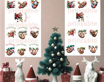 Sloth Christmas Holiday printable gift tags