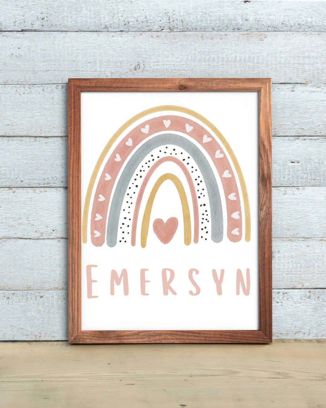 Personalized Boho Rainbow Printable Wall Art Nursery Decor Playroom ...