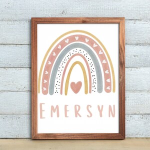 Personalized Boho Rainbow Printable Wall Art Nursery Decor  Playroom Wall Art Digital Print Baby Room Decor Gender Neutral Art