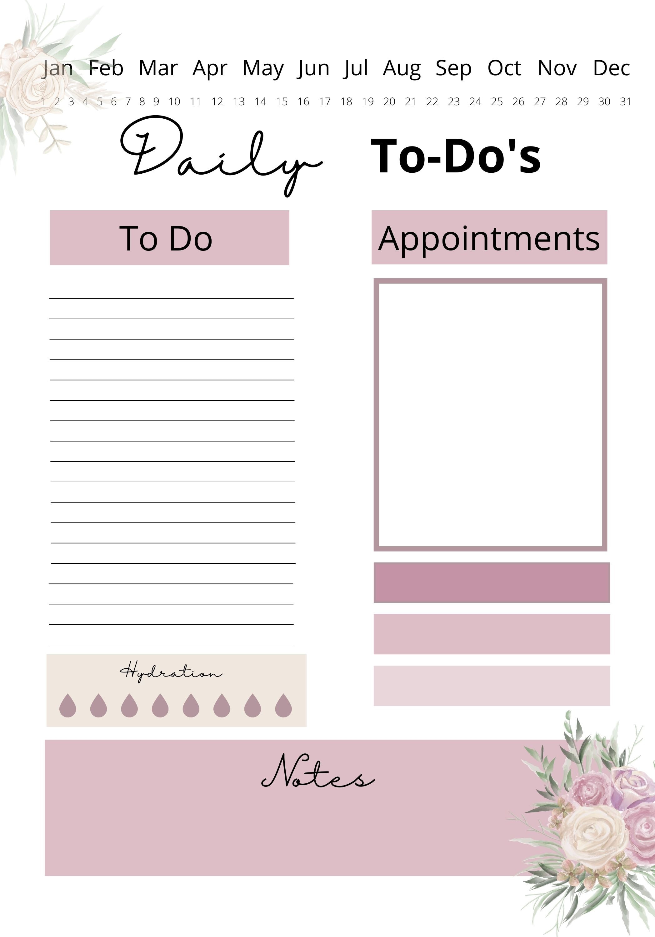 Floral Daily Planner Printable, to Do List, Daily Task Planner, A5 ...