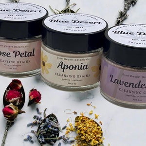 Cleansing Grains, Herbal Infused Scrub, Gental Face Wash, Powder Facial Cleanser, Organic Exfoliator, Powder Face Mask, Soap Free Face Wash
