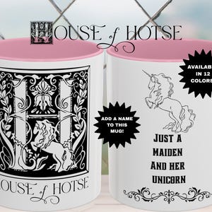 Funny Personalized Girl Power Mug: &quot;Just A Maiden And Her Unicorn,&quot; Gifts For Her, Personalized Gift, Unicorn Gift, Horse Gifts for Women
