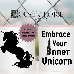 Custom Mug: &quot;Embrace Your Inner Unicorn,&quot; Equestrian Mug, Gift for Horse Lovers, Renaissance Enthusiasts, Horse Gag Gift, Medieval Fantasy