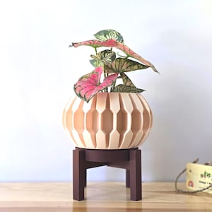 Indoor Planter with Stand & Drip Tray - Modern Earth Tone Indoor Flowerpot for Home or Office Decor - Gervi