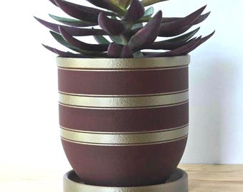 Indoor Planter with Drip Tray - Chic Modern Flowerpot for Home Decor. Self-watering planter. Simple planter succulent pot
