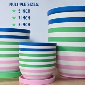 Indoor Planter - Chic Modern Striped Flowerpot for Home Decor. Self-watering planter. Simple planter succulent pot [Drip Tray Not Included]