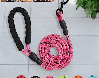 Dog Leash with Collar Clip, Strong Secure Lead, Comfortable, Reflective Visible Suitable for Dogs & Cats