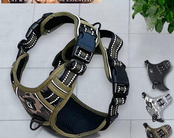 Dog Harness: Camouflage & Classic Colours, Strong Secure Comfortable Adjustable Reflective and Visible