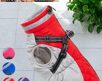Dog Coat with Harness, Waterproof Jacket includes Built In Harness, Four Colour Options