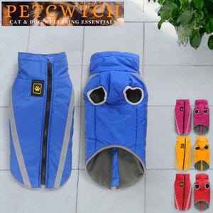 Dog Coat, Waterproof Dog Jacket, Warm Dog Coat, Fleece Lined Dog Jacket, Reflective Dog Coat, Multiple Sizes for Medium to Large Dogs.