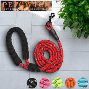 Dog Leash with Collar Clip, Strong Secure Dog Lead, Comfortable Dog Leash, Reflective Visible Dog & Cat Lead, Multiple Sizes and 6 Colours