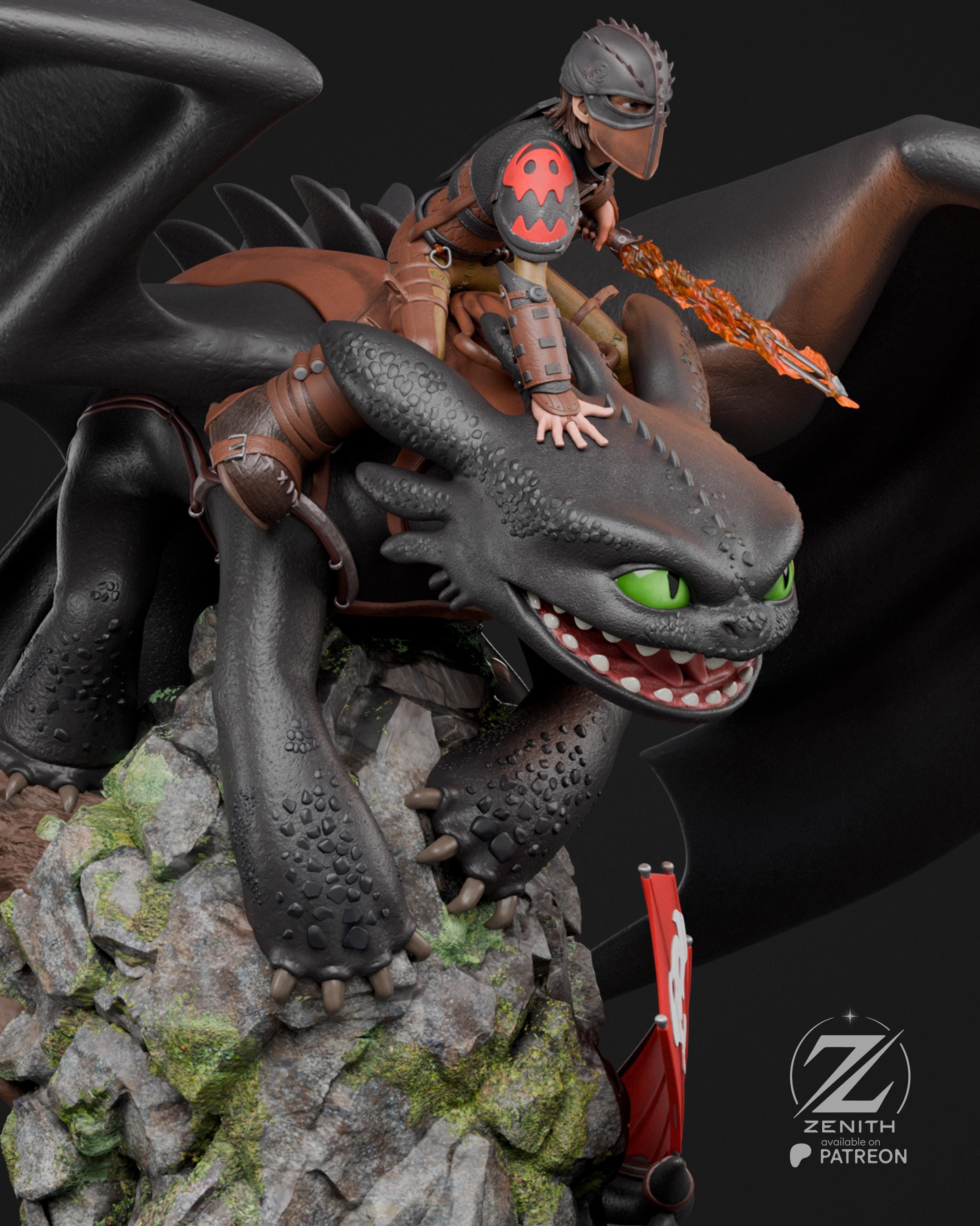 Hiccup Toothless Statue | 3D Printed Fanart, Collectible Model Kit - Etsy