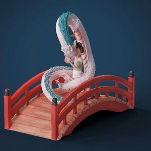 Haku & Chihiro Figurine – Hand-Painted Ghibli Collectible – Spirited Away Dragon Statue – Anime Fan Art Gift – 3D Printed Model