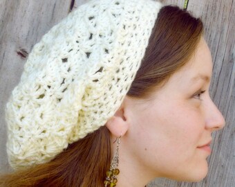 Women's Crochet Slouchy Hat - Street Wear - Slouchy Hat Beanie - Slouch Hat - Vintage Style - Boho Beanie - Women's Beanie - Color Choice