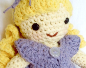 Lolly Dolly - Crochet Baby Doll - Blonde avec la robe lavande - Amigurumi