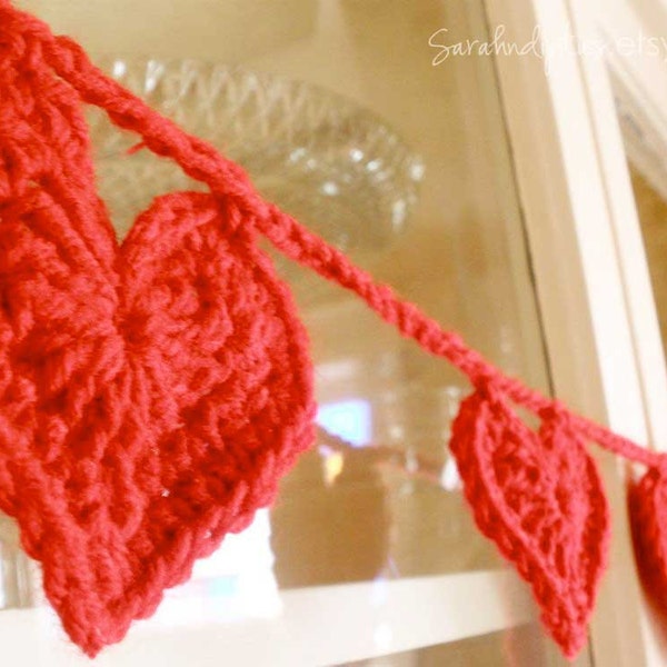 Crochet Heart Garland or Bunting - You Choose Color