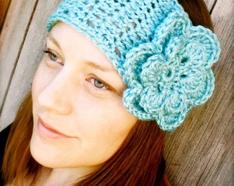 Wide Boho Headband with Flower - INSTANT DOWNLOAD - Crochet Pattern PDF