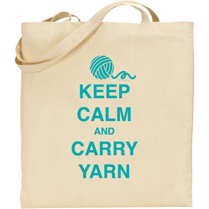 Keep Calm and Carry Yarn Teal INSTANT DOWNLOAD Digital Download JPG image 1