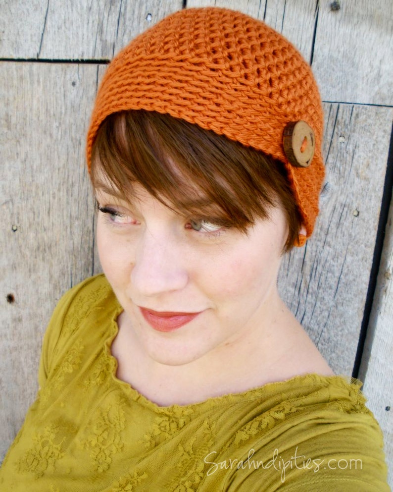 Poppy Crochet Cancer Hat Women/'s Crochet Flapper Hat Black Flower Button Flapper Beanie - Vintage Style Vivid Red