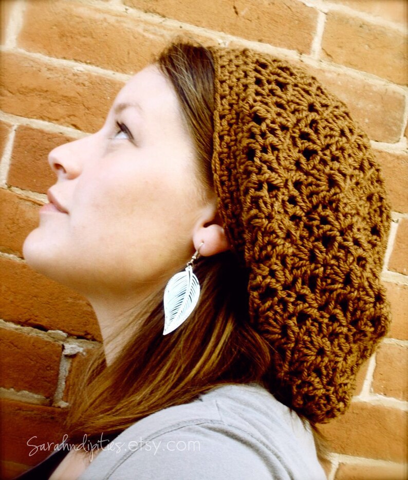 Crochet Slouchy Boho Hat INSTANT DOWNLOAD Crochet Pattern PDF image 1