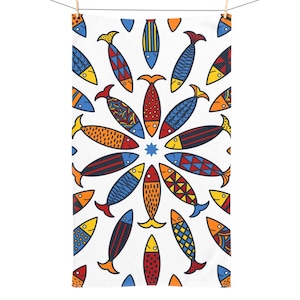 Toalla de mano con diseño de pez náutico: decoración de cocina costera, 40 x 71 cm