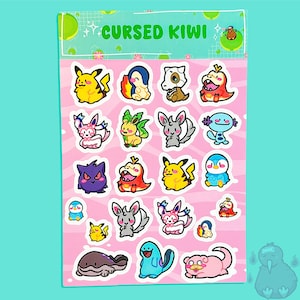 Hoja de pegatinas de monstruos de videojuegos divertidos y animales kawaii