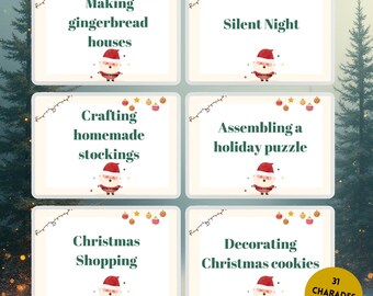 Juego de charadas navideñas imprimible / Descarga digital para niños y familias