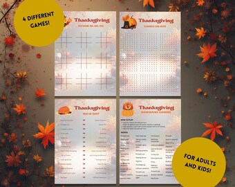 Paquete de juegos imprimibles para Acción de Gracias / Actividades divertidas para fiestas familiares - Mary / Descarga instantánea para las fiestas de otoño