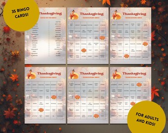 Bingo imprimible para el Día de Acción de Gracias / Actividades divertidas para fiestas familiares - Mary / Descarga instantánea para las fiestas de otoño