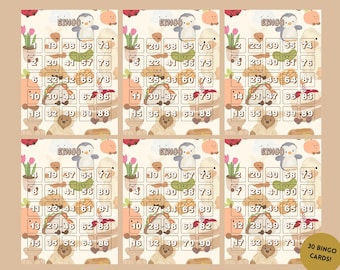 Bingo de números imprimible para niños / Juego para fiestas de cumpleaños / Actividad para el aula y preescolar / Descarga instantánea