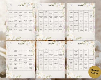 Wedding Bingo Printable | 40 Unique Bingo Cards | Bridal Shower Game | Melrose