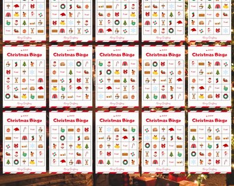 Tarjetas de bingo navideñas imprimibles / Juego festivo para niños y adultos / Descarga digital instantánea