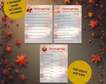 Paquete de juegos imprimibles para Acción de Gracias / Actividades divertidas para fiestas familiares - Mary / Descarga instantánea para las fiestas de otoño