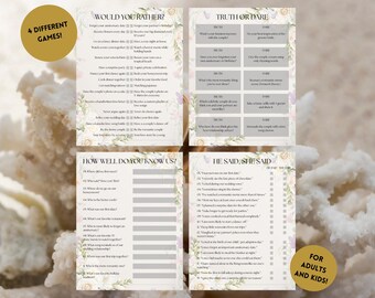 Wedding Games Printable Bundle | Bridal Shower Reception Icebreakers (Digital Download)