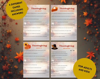 Paquete de juegos imprimibles para Acción de Gracias / Actividades divertidas para fiestas familiares - Mary / Descarga instantánea para las fiestas de otoño
