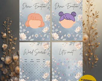Juego imprimible para revelar el género del bebé con temática floral azul / Juegos para fiestas de baby shower / Mason