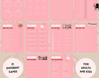 Pastel Pink Halloween Games Bundle: Kids Party Activity Set (Digital Download)