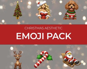 Emoji Christmas Aesthetic iOS18 / Paquete de 40 emojis para iPhone: archivos PNG con temática navideña, perfectos para planificadores digitales y álbumes de recortes festivos