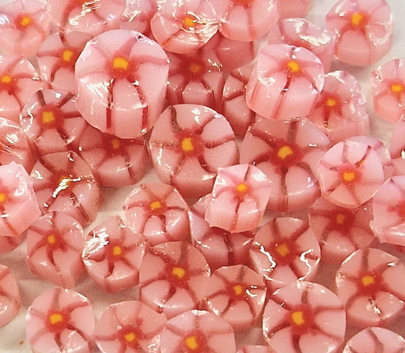 Pink Cherry Blossom Murrini Slices, Glass Chips, Bullseye Glass, COE 90, Murrine, Milliefiore, Ready to Post, UK Seller, 25g/0.9oz image 1
