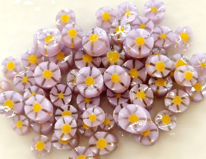 Purple Lavender Blossom Murrini Slices, Glass Chips, Bullseye Glass, COE 90, Murrine, Milliefiore, Ready to Post, UK Seller, 25g/0.9oz image 2