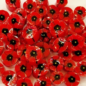 Red Poppy Murrini Slices, Bullseye Glass, COE 90, Murrine, Milliefiore, Ready to Post, UK Seller, 25g/0.9oz image 3